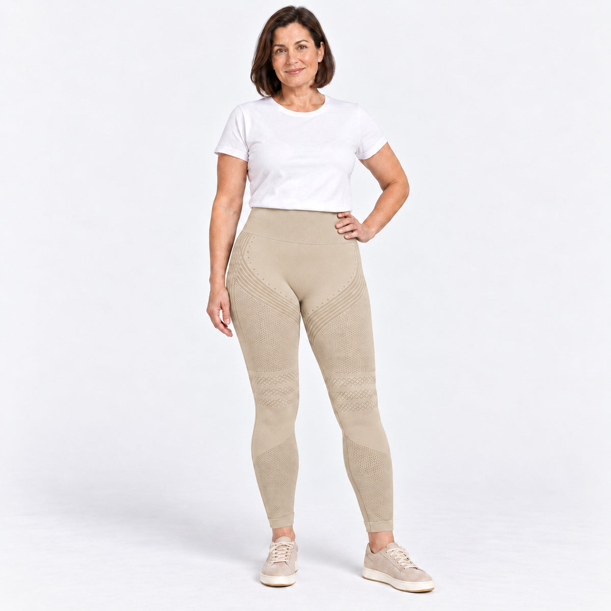 Slimpur Kompressions-Leggings in Khaki / Beige
